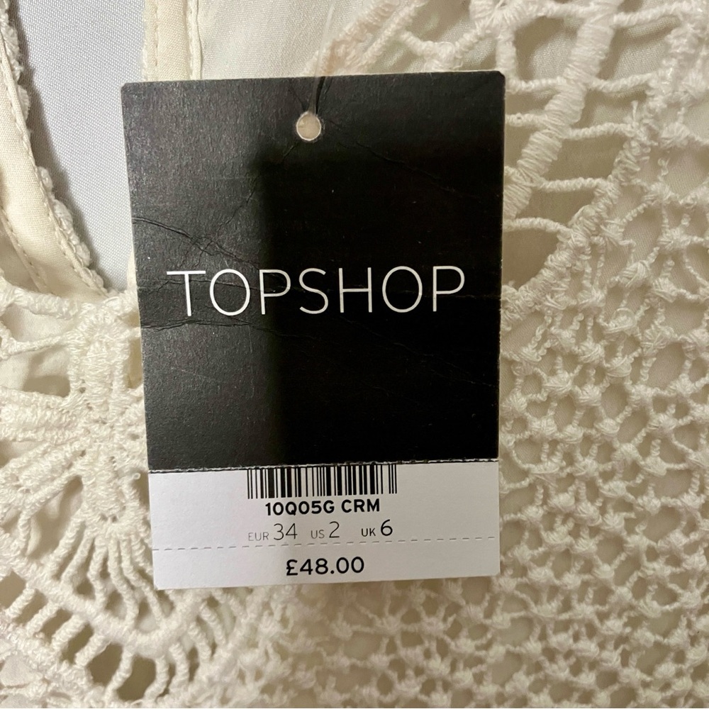 21. Top Shop Women’s Size 2 crochet mini dress ivory floral NWT - Picture 12 of 16